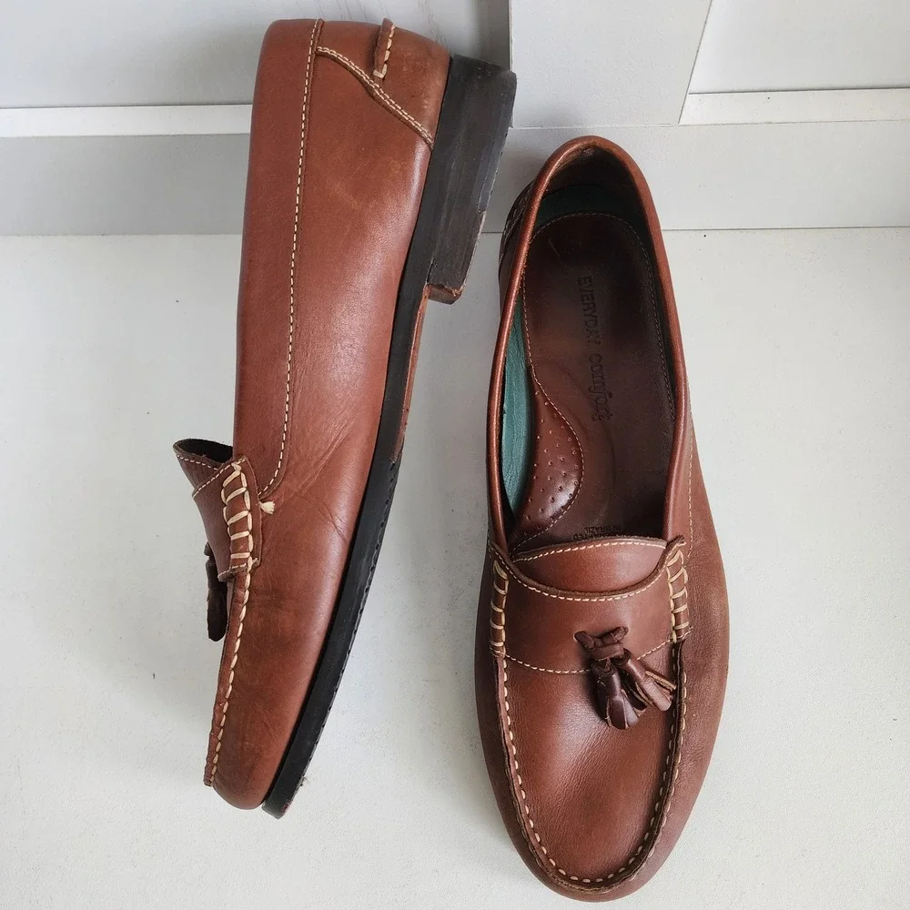 Richfield Everyday Comfort Mens 11 Brown Leather Tassel Loafer Brazil *READ*